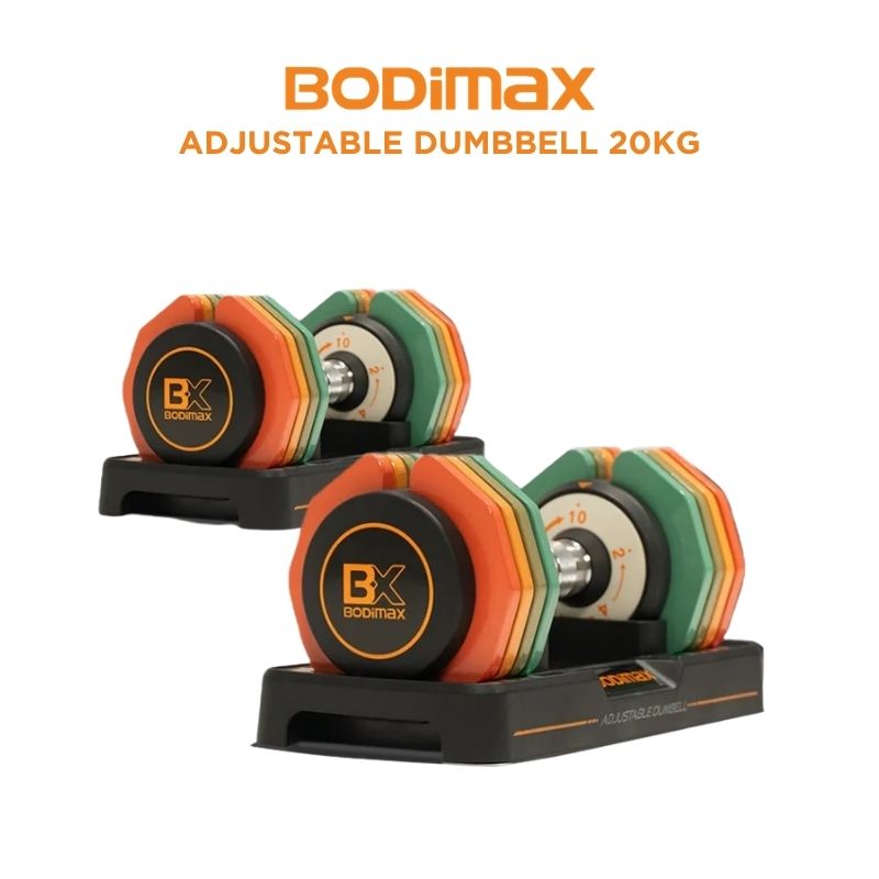 BODIMAX Dumbbell Set Adjustable 20kg / Alat Latihan Beban / Weight Training Dumbbell / Home Workout