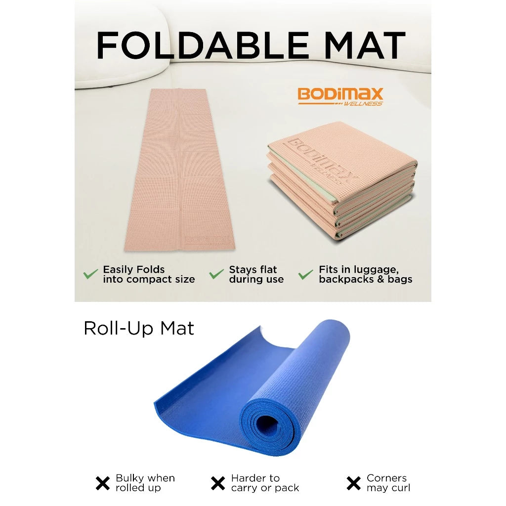 BODIMAX PVC FOLDABLE YOGAMATT MAUVE-MINT