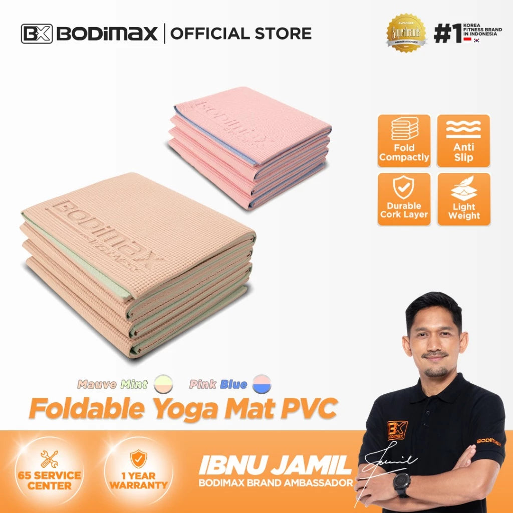 BODIMAX PVC FOLDABLE YOGAMATT MAUVE-MINT