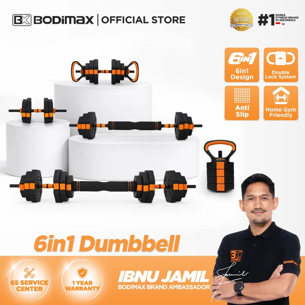 BODIMAX ADJUSTABLE DUMBELL CEMENT 6 IN 1 40KG