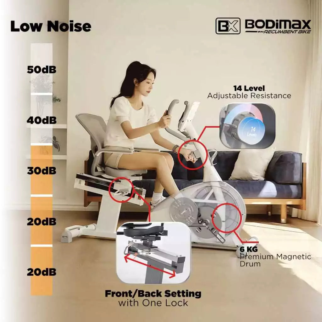 BODIMAX RECUMBENT BIKE WHITE image 5