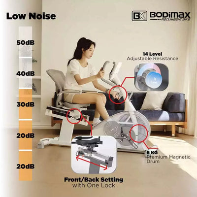 BODIMAX RECUMBENT BIKE GREY image 3