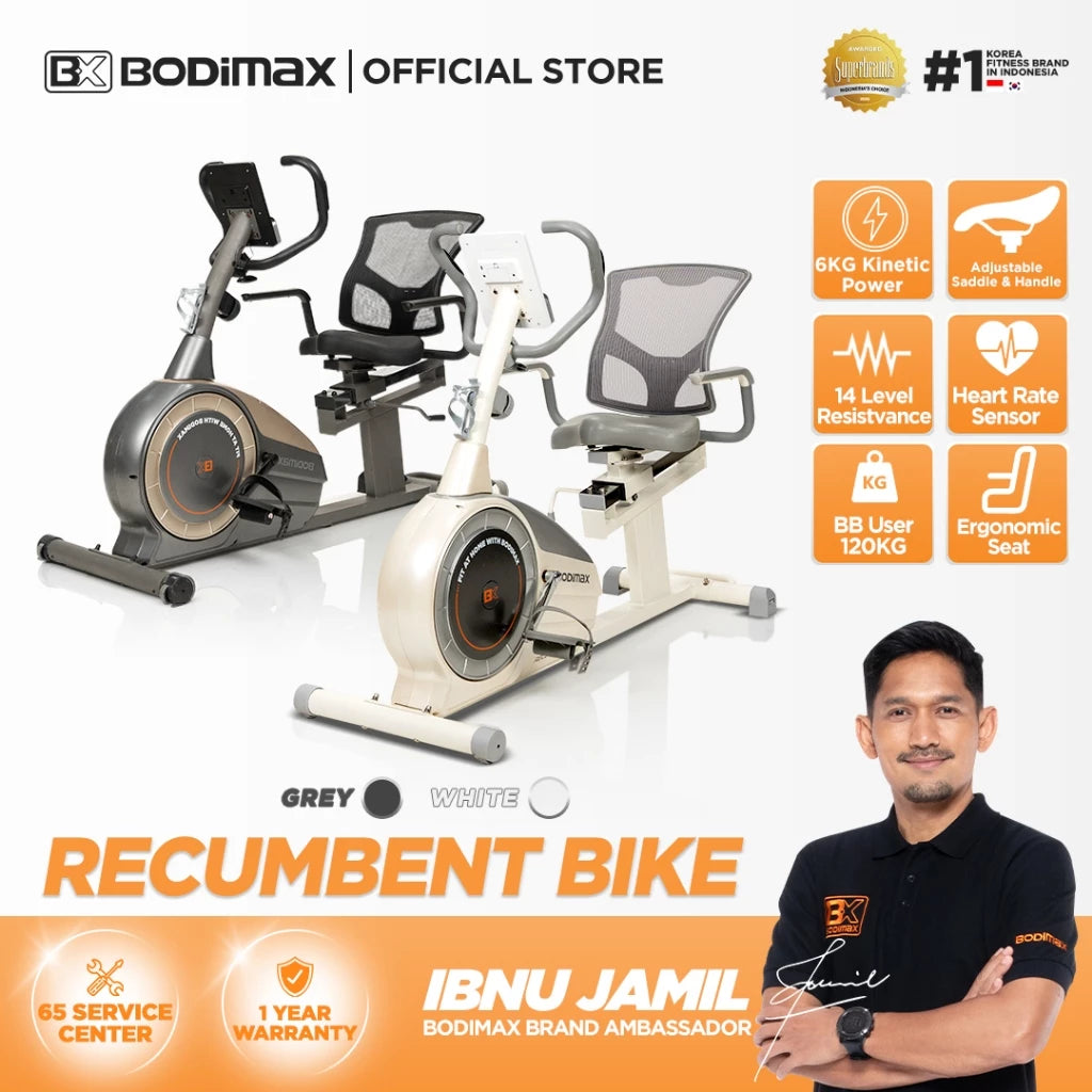 BODIMAX RECUMBENT BIKE GREY image 1