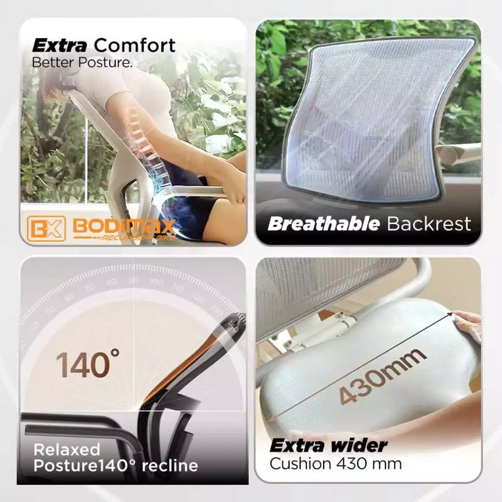 BODIMAX RECUMBENT BIKE WHITE image 1