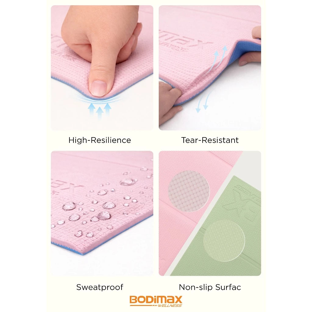 BODIMAX PVC FOLDABLE YOGAMATT PINK-BLUE