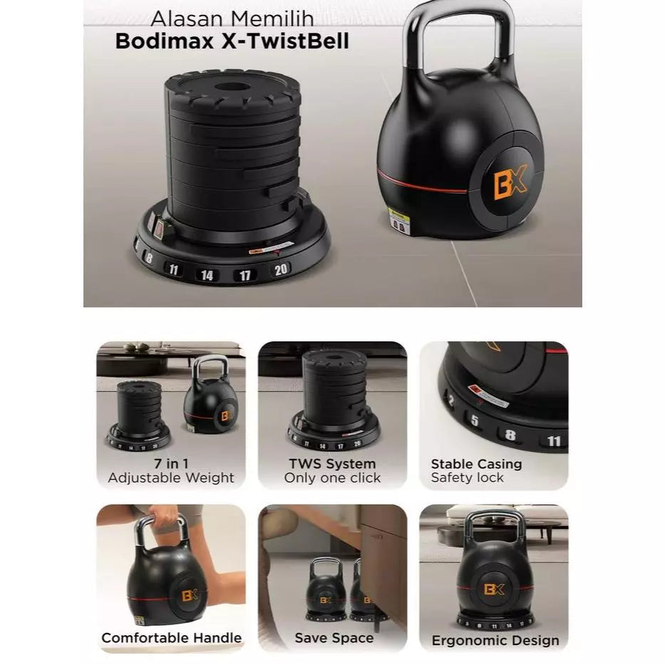 BODIMAX XTwistBell Adjustable Kettlebell 20kg