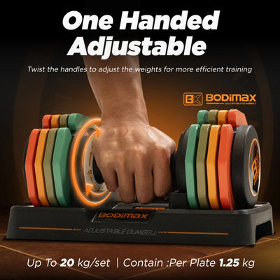 BODIMAX Dumbbell Set Adjustable 20kg / Alat Latihan Beban / Weight Training Dumbbell / Home Workout