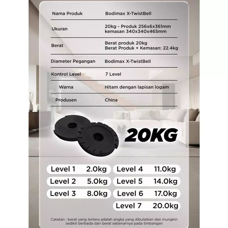 BODIMAX XTwistBell Adjustable Kettlebell 20kg