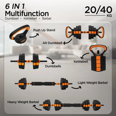 BODIMAX ADJUSTABLE DUMBELL CEMENT 6 IN 1 40KG